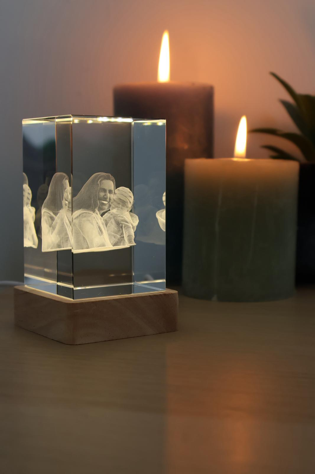 3D kristalfoto met led-verlichting - Portretblok